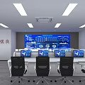 Command center computer desk monitor desk 3d model