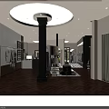 Modern Clothing Store Interior with Open Layout Black and White Checkered Floor Wooden Racks and Mannequins