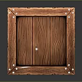 Square Wooden Crate With Natural Wood Grain And Metal Rivet Details