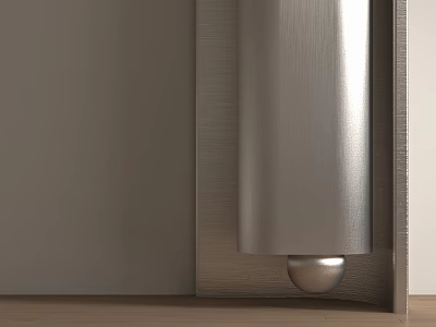 Silver Metal Furniture Base With Brushed Texture On Wooden Surface And Gray Wall 3d model
