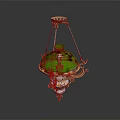 Elegant Green Dome Chandelier With Gold Frame And Decorative Details As Furniture Piece