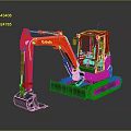 Red Kubota Crawler Excavator With Enclosed Cab And Front Bucket On Dark Surface