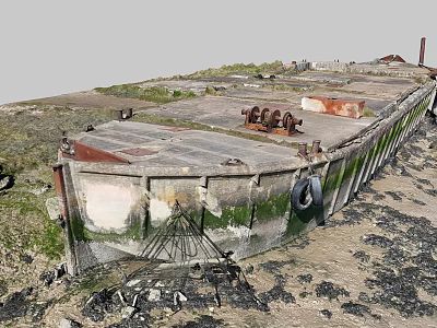 concrete barge abandoned ship old ship spaceship ship 3d model