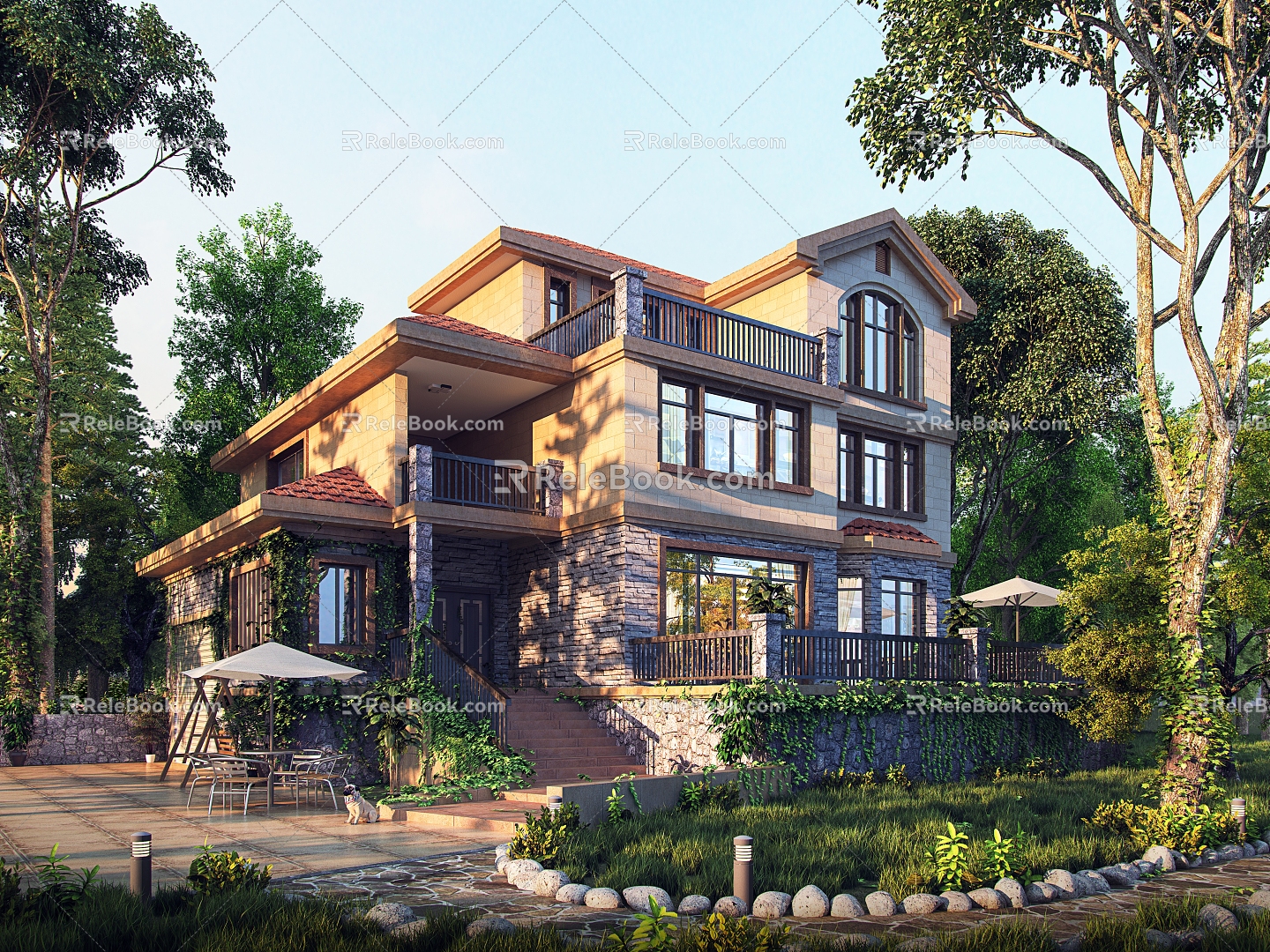 European-style single-family villa 3d model