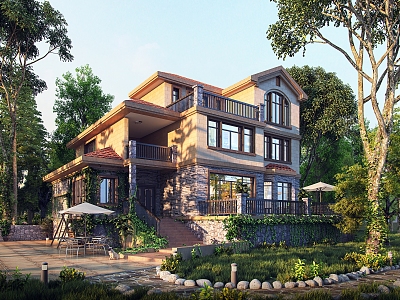 European-style single-family villa 3d model