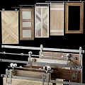 Wooden Sliding Barn Door Design With Textured Panels And Metal Hardware For Home Interior