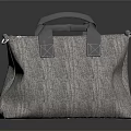 Modern Textured Fabric Handbag With Grey Handles And Square Accents