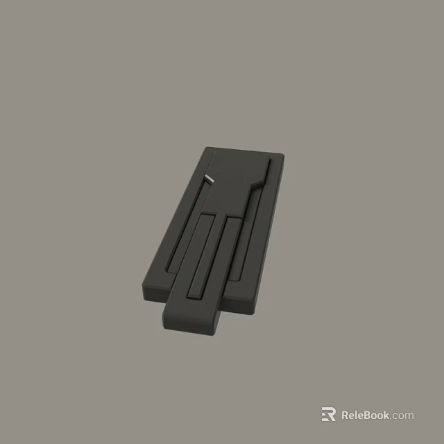 Black Elongated Mechanical Component With Sleek Design And Structured Grooves 3d model 