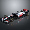 Haas Formula 1 Racing Car With White Red Black Livery And Aerodynamic Design
