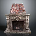 Traditional Fireplace Design With Brick Chimney And Ornate Carved Stone Mantel Details