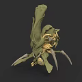 Fantasy Character And Bio Mechanical Creature 3D Model Featuring Green Yellow Color Intricate Details
