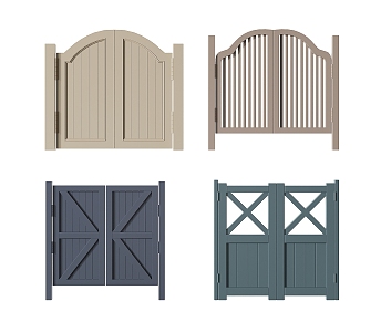 French Denim door half waist door shutter door fence partition combination courtyard wooden door 3d model