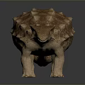 Realistic Detailed Brown Armored Ankylosaurus Dinosaur Model With Spikes On Dark Background