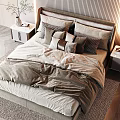 Cozy Double Bed with Upholstered Headboard Pillows and Nightstands in Modern Bedroom