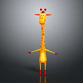 Cute Cartoon Giraffe Character With Yellow Spots Red Horns And Red Shoes