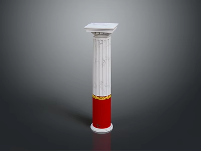 Scenic Classical Landscape With White Column Red Base And Gold Decorations 3d model