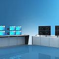 Modern Surveillance Control Room With Multiple Screens White Cabinets And Reflective Floor