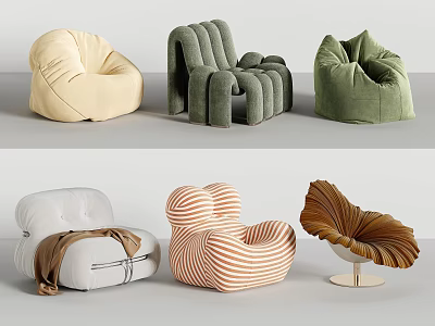 Various Modern Bean Bag Chairs With Different Colors And Unique Designs 3d model