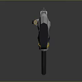 Futuristic Sci Fi Weapon With Silver Body Yellow Accents Black Grip And Red Dot Details 3d model