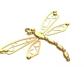 Golden Dragonfly Metal Ornament Decoration Set With Intricate Hollow Wings Design