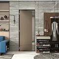 Modern Wooden Shoe Cabinet With Coat Hanging Storage And Shoe Organizer In Living Room Entry