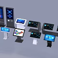 Public Facilities Interactive Information Kiosks With Various Touchscreen Displays And Digital Maps 3d model