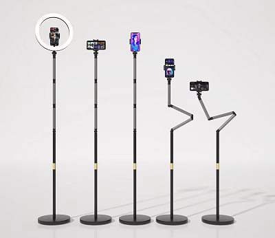Modern Adjustable Floor Stands With Display Screens Lighting And Varied Designs 3d model