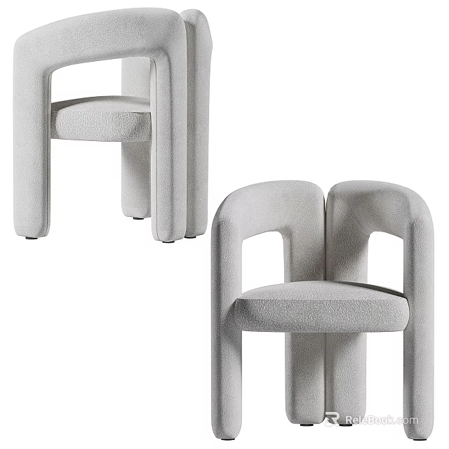 Modern Light Gray Upholstered Accent Chair With Curved Arms And Padded Seat For Living Room 3d model 