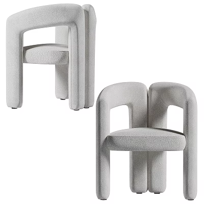 Modern Light Gray Upholstered Accent Chair With Curved Arms And Padded Seat For Living Room 3d model