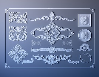 European-style carved corner line 3d model