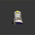Stylish Modern Sneakers with Gray Yellow White Purple Accents Blue X Logo White Laces
