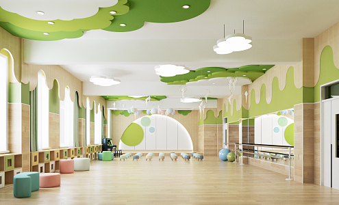 Modern Dance Room Kindergarten Dance Classroom Children's Dance Studio Kindergarten Multi-function Hall 3d model