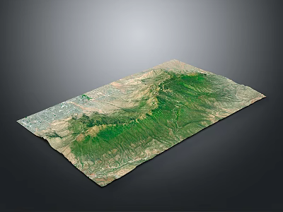 Detailed 3D Terrain Model Featuring Green Mountainous Landforms And Surrounding Regions 3d model
