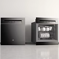 Sleek Modern Kitchen Appliances Showcasing Black Dishwashers With Open Door And Plates Inside