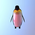 Cute Penguin With Black Head Yellow Neck And Pink Belly On Light Blue Background