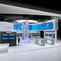 Modern ZTE Exhibition Booth Showcasing Leading 5G Innovations With Digital Screens And Interactive Displays