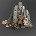 Natural Wood Logs Stacked Neatly With Rustic Bark And Raw Organic Texture