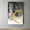 Modern Abstract Wall Art With Gold Black Circular Patterns For Home Decor 3d model