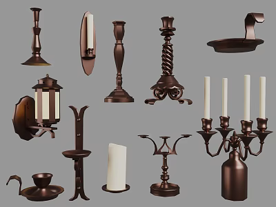 Vintage Bronze Lighting Combinations Including Pendant Lights Wall Sconces And Candle Holders For Home Decor 3d model