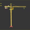 Orange Tower Crane With Tall Structure Boom And Cab Against Gray Background 3d model