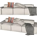Modern three-seat sofa multiplayer sofa 3d model