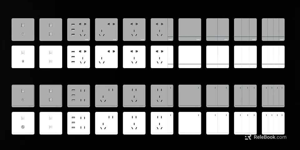 Various Modern Electrical Switch Panels With Sockets And Different Designs For Home Use 3d model 