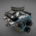 Heavy Duty Industrial Engine With Metal Components Colorful Parts And Pulley System