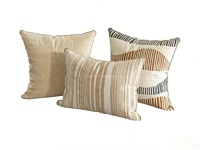 Decorative Throw Pillows With Textured Fabric Neutral Tones Striped And Geometric Patterns 3d model