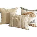 Decorative Throw Pillows With Textured Fabric Neutral Tones Striped And Geometric Patterns
