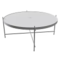 Round Coffee Table With Black Glass Top And Gold Metal Crossed Legs