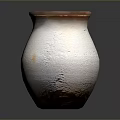 Handcrafted Ceramic Sculpture White Body With Brown Rim And Textured Surface