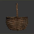 Handwoven Brown Wicker Basket With Handle For Everyday Living Essentials 3d model