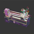 Modern lathe with key machine lathe machine tool processing 3d model