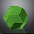 Green Polyhedral Plant With Textured Surface On Black Reflective Background